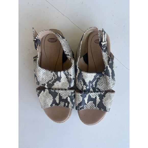 Dr. Shcolls Catch 22 Womens Slide Sandals Gray Leather Slingback Snake Print 10M - Picture 5 of 8